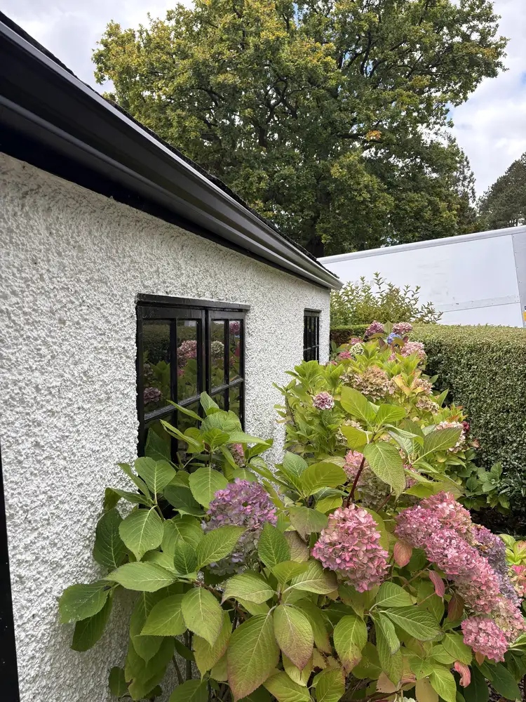 Beautiful property exterior with seamless gutters